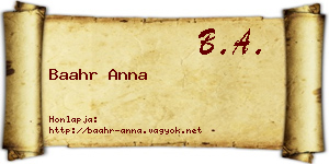 Baahr Anna névjegykártya